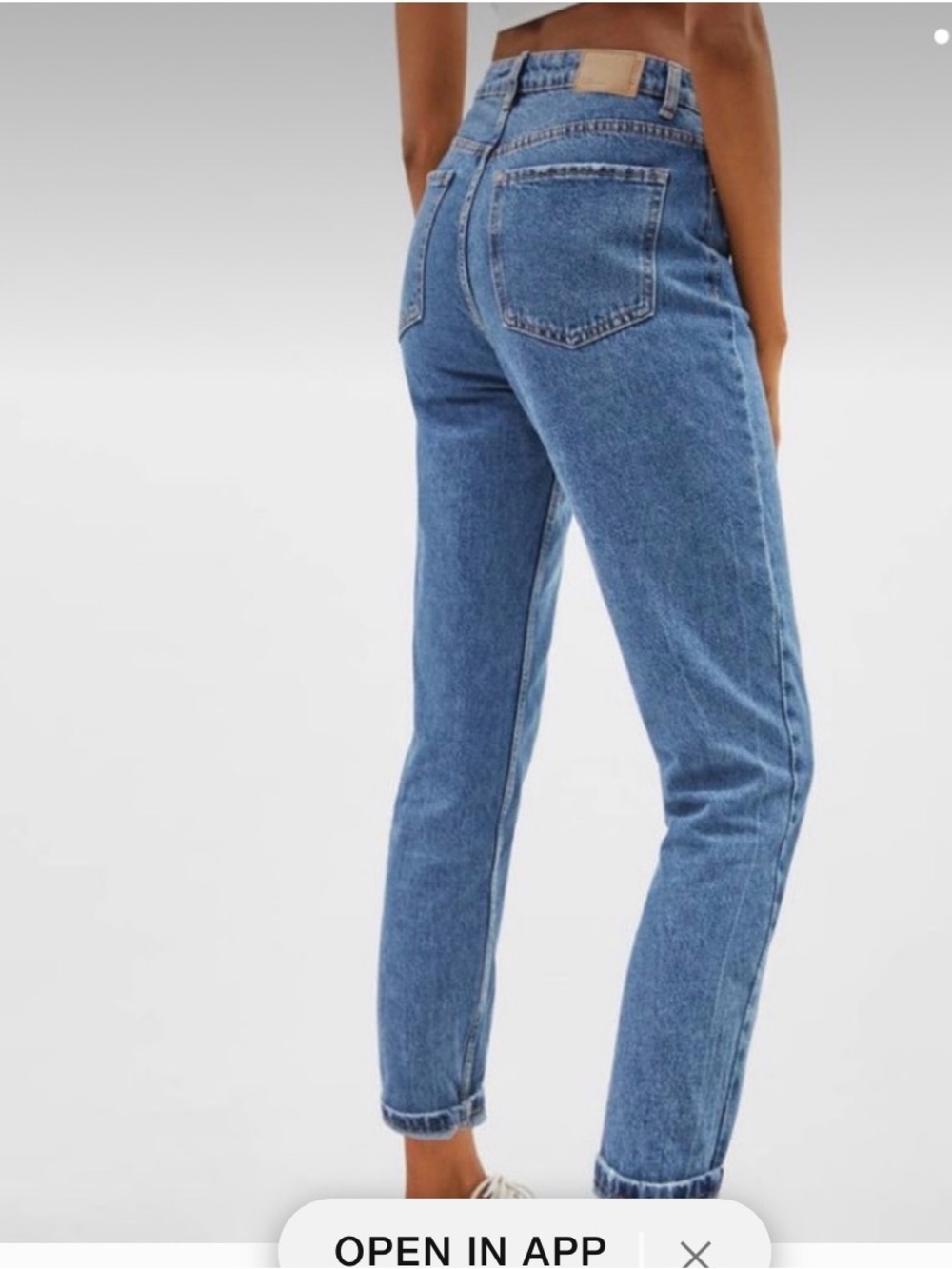 Bershka Women's Mom Jeans Straight Leg Jeans - Medium Blue - Picture 3 of 15